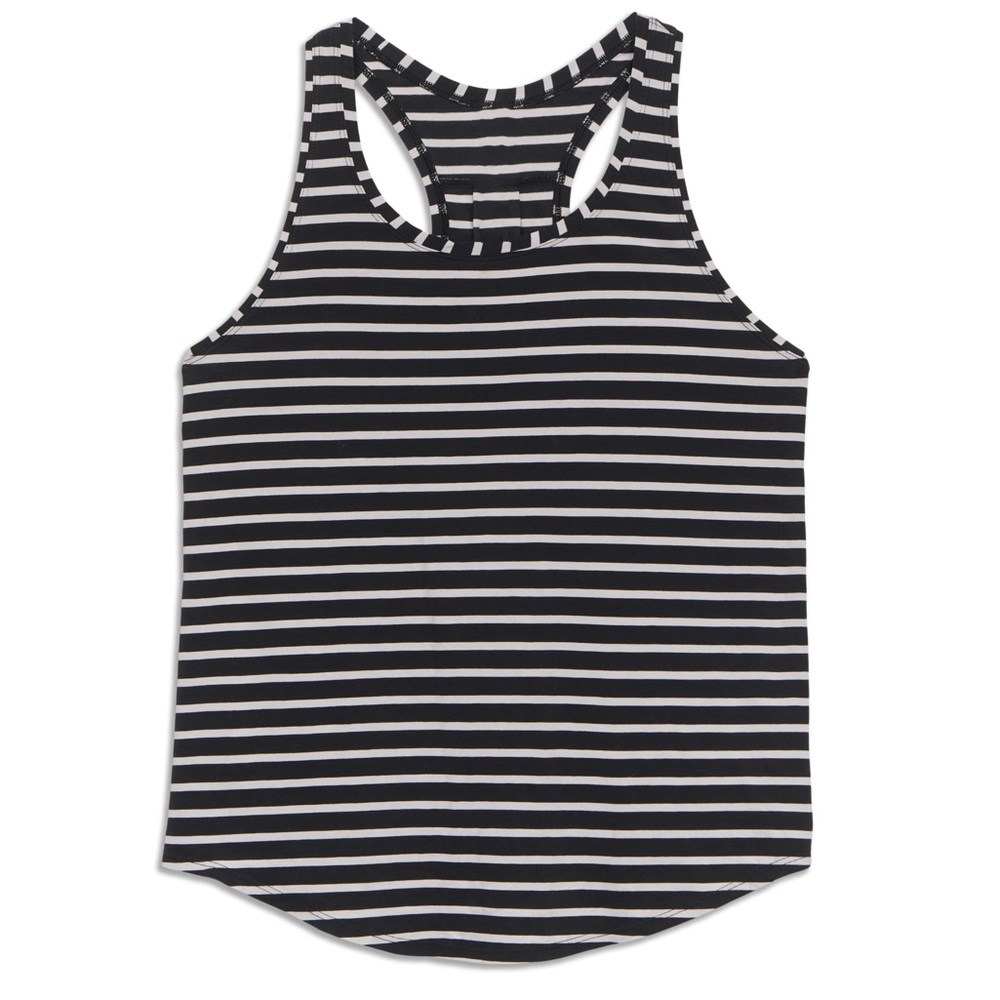 Lululemon Love Tank ~ Black w/ White Stripes, Size 12 (LBB94)